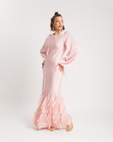 Abito satin con rouches ROSA - PF339 SLCt