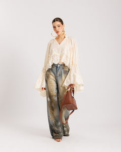 Jeans baggy effetto sporco -  P13903