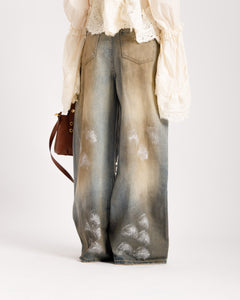 Jeans baggy effetto sporco -  P13903