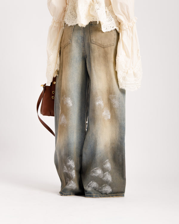 Jeans baggy effetto sporco -  P13903