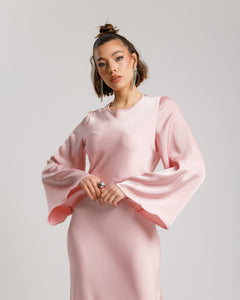 Abito satin con rouches ROSA - PF339 SLCt