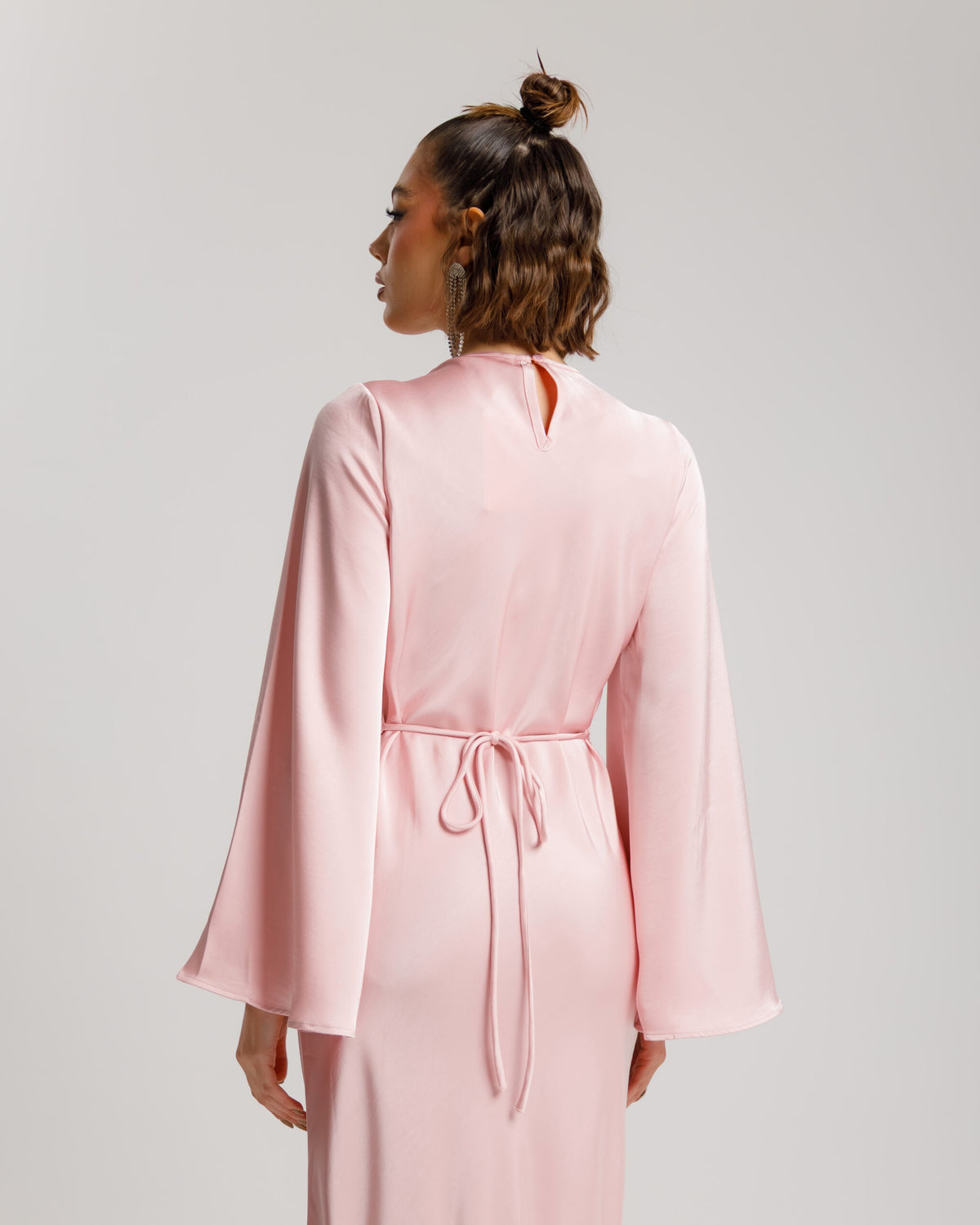 Abito satin con rouches ROSA - PF339 SLCt