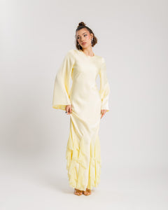 Abito satin con rouches GIALLO - PF339 slc
