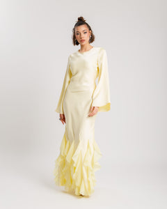 Abito satin con rouches GIALLO - PF339 slc
