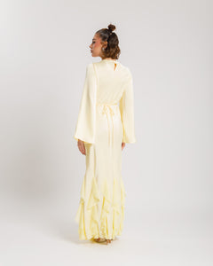 Abito satin con rouches GIALLO - PF339 slc
