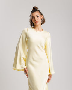 Abito satin con rouches GIALLO - PF339 slc