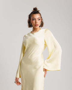 Abito satin con rouches GIALLO - PF339 slc