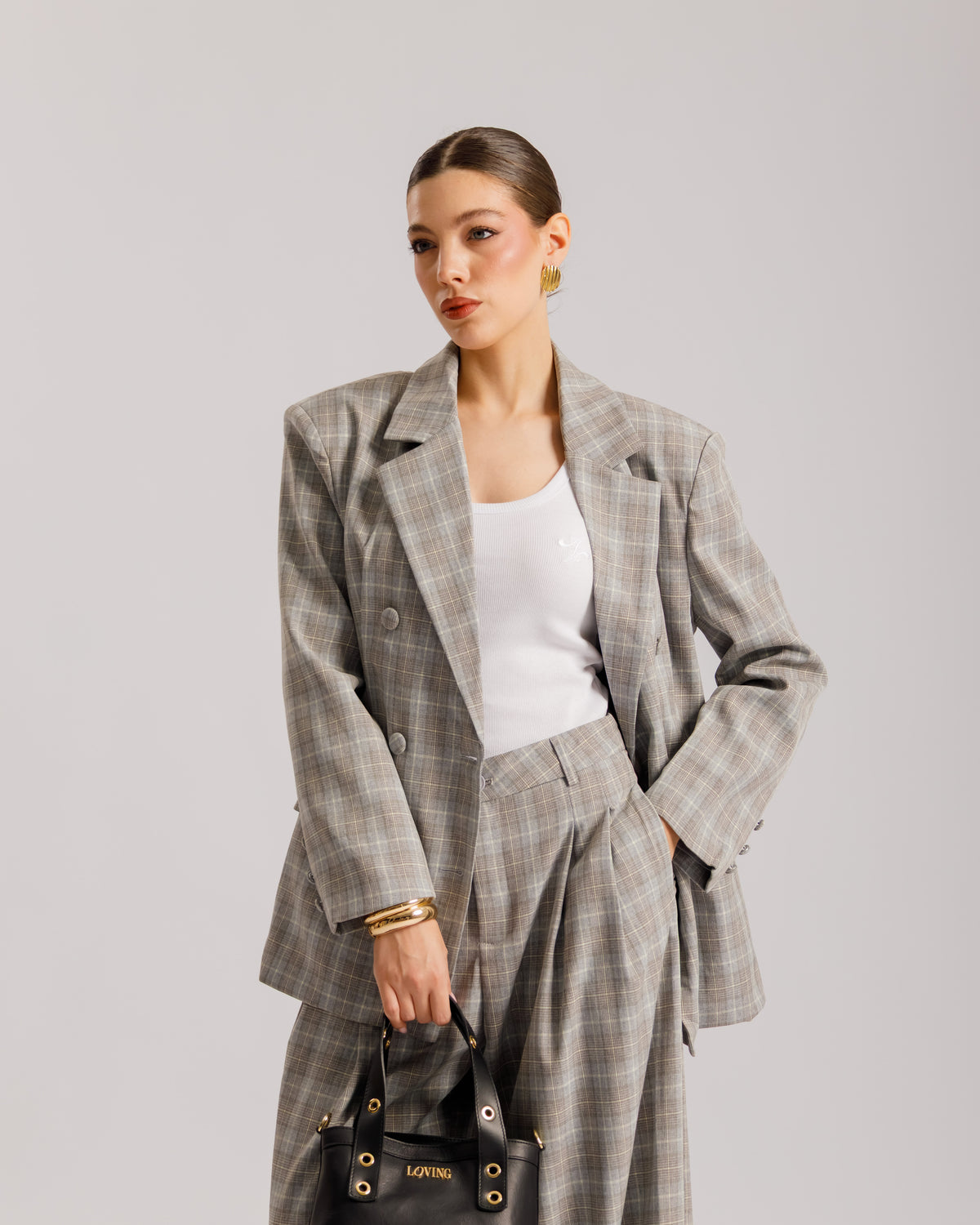 Tailleur a quadretti GRIGIO - ECL13652