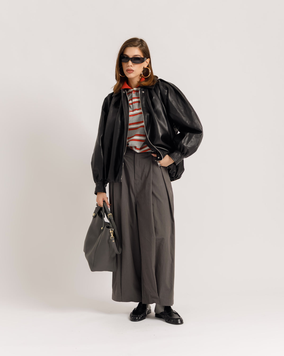 Bomber volume finta pelle NERO - CV2237