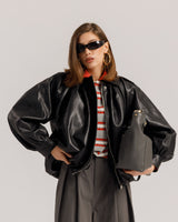Bomber volume finta pelle NERO - CV2237