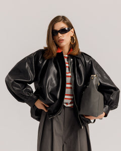 Bomber volume finta pelle NERO - CV2237