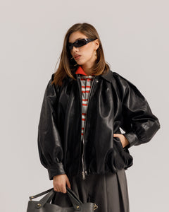 Bomber volume finta pelle NERO - CV2237