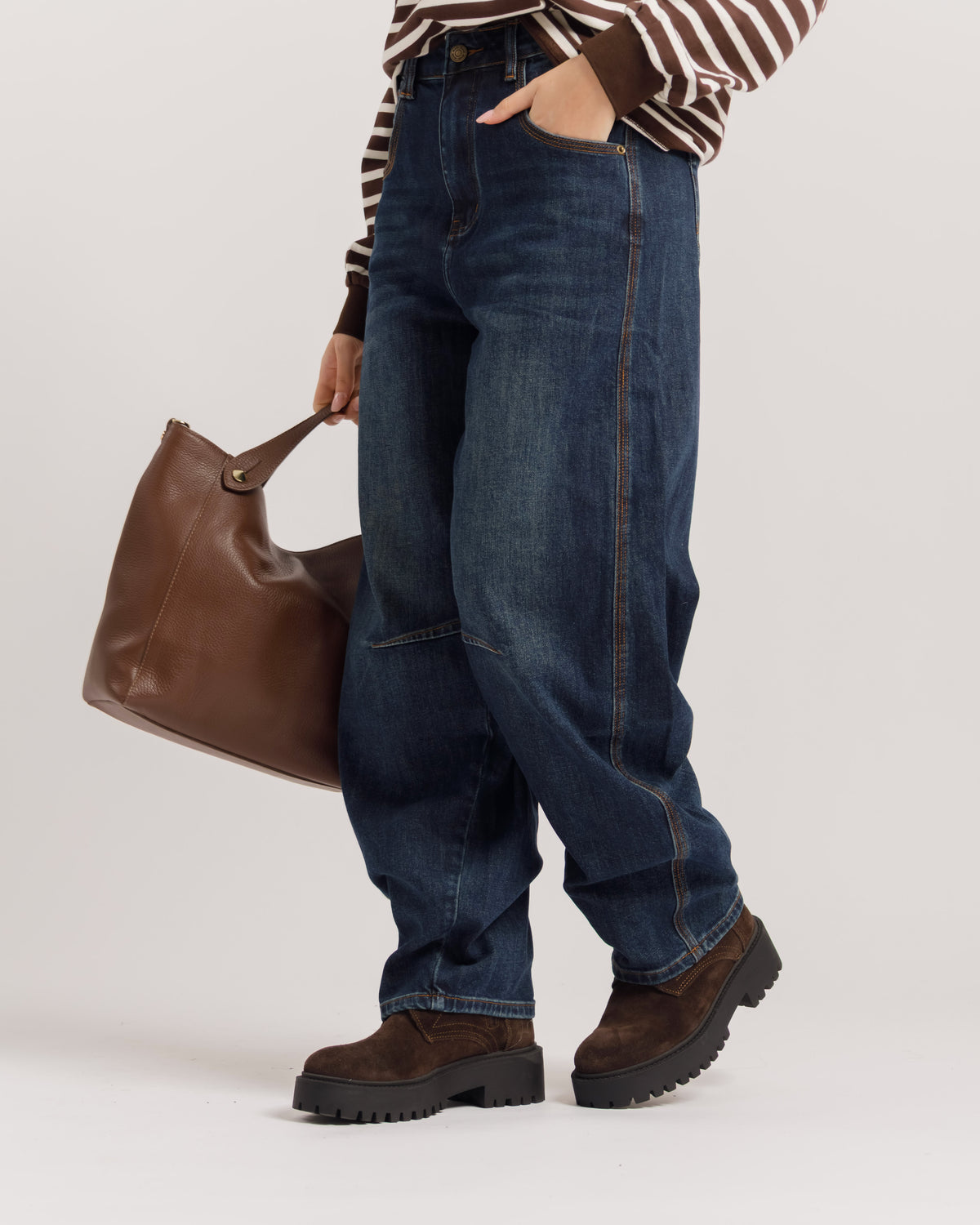 Jeans ballon blu scuro - H6215
