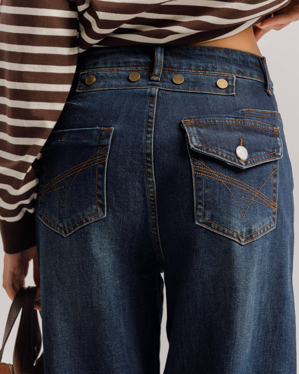 Jeans ballon blu scuro - H6215