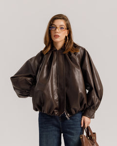 Bomber volume finta pelle MARRONE - CV2237