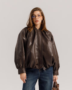 Bomber volume finta pelle MARRONE - CV2237