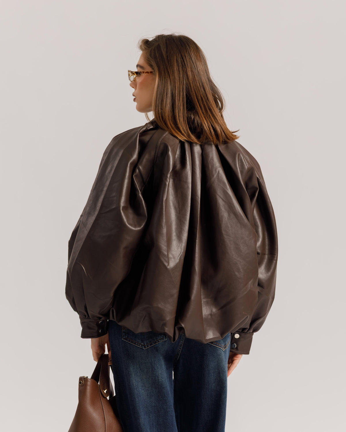 Bomber volume finta pelle MARRONE - CV2237
