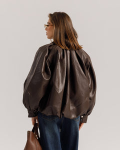 Bomber volume finta pelle MARRONE - CV2237