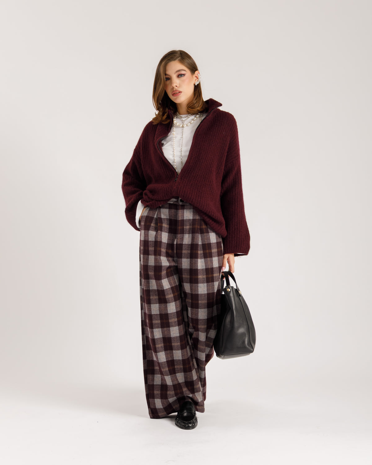 Pantaloni ampi a quadri - 9103