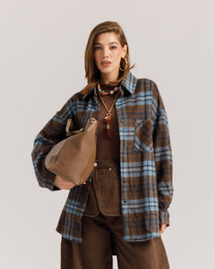 Camicia oversize in lana MARRONE - 5436