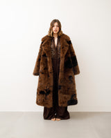 Eco-fur lunga con collo ampio stampata - A20