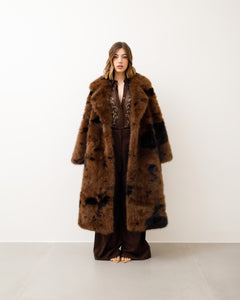 Eco-fur lunga con collo ampio stampata - A20