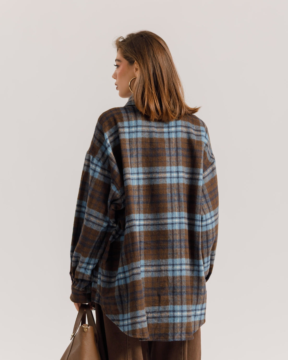 Camicia oversize in lana MARRONE - 5436