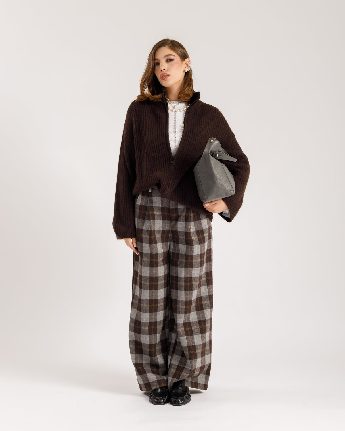 Pantaloni ampi a quadri - 9103