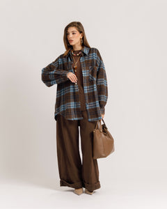 Camicia oversize in lana MARRONE - 5436