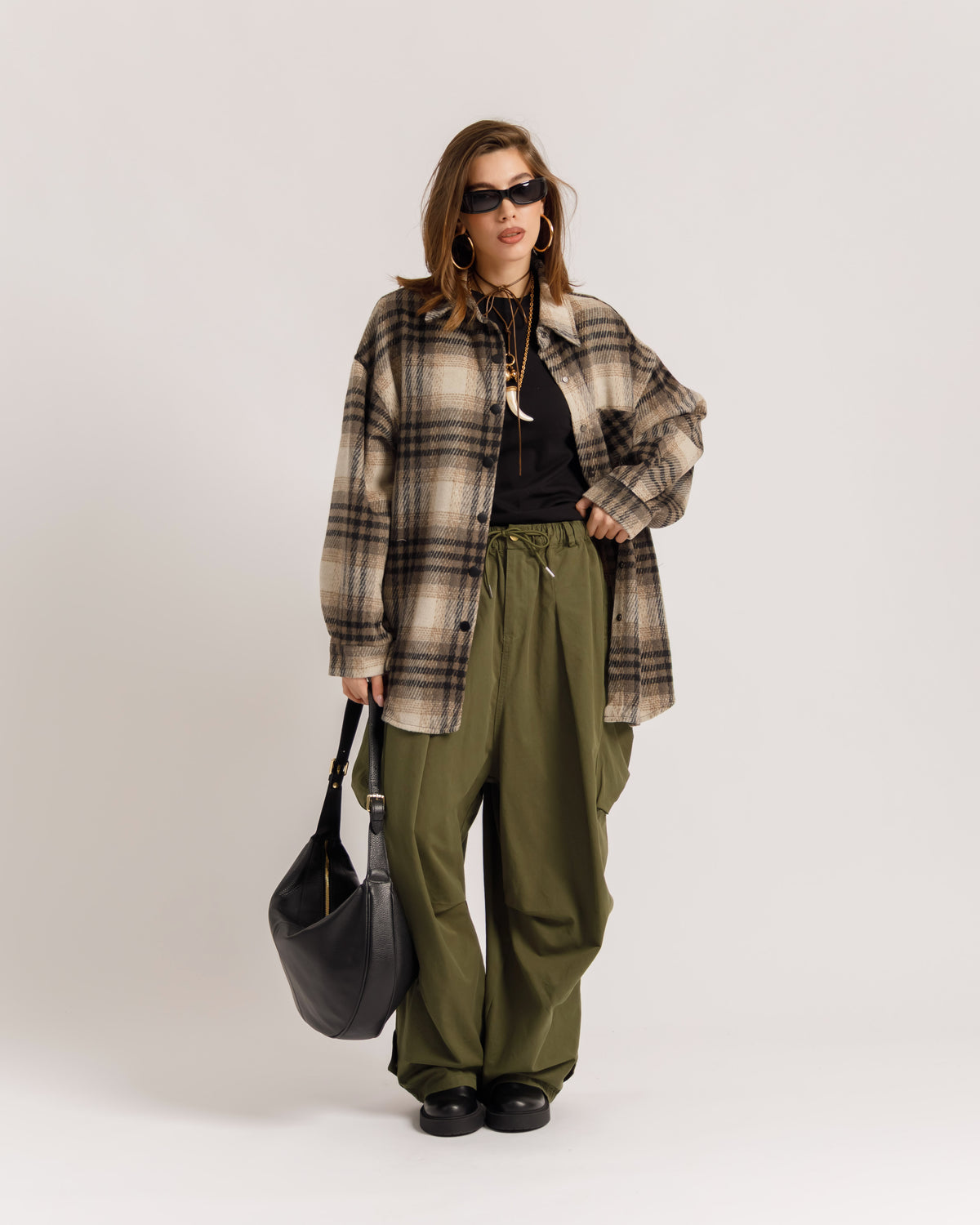 Camicia oversize in lana BEIGE - 5436