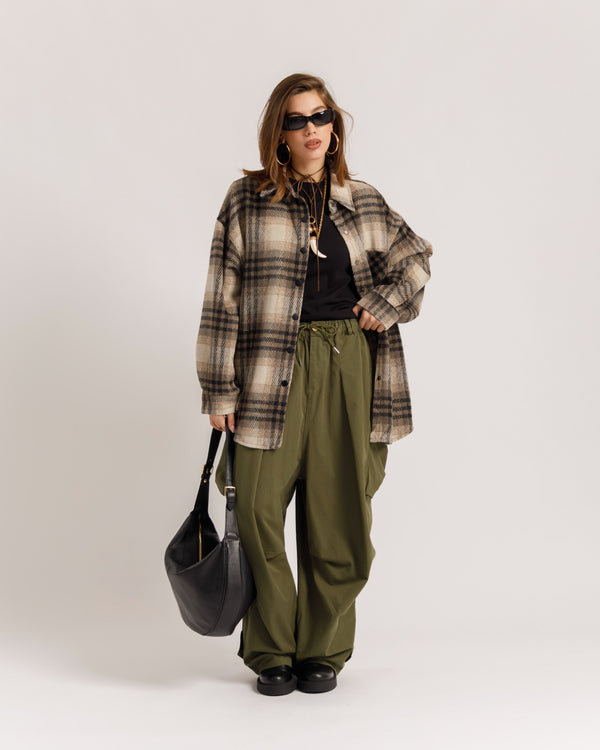 Camicia oversize in lana BEIGE - 5436