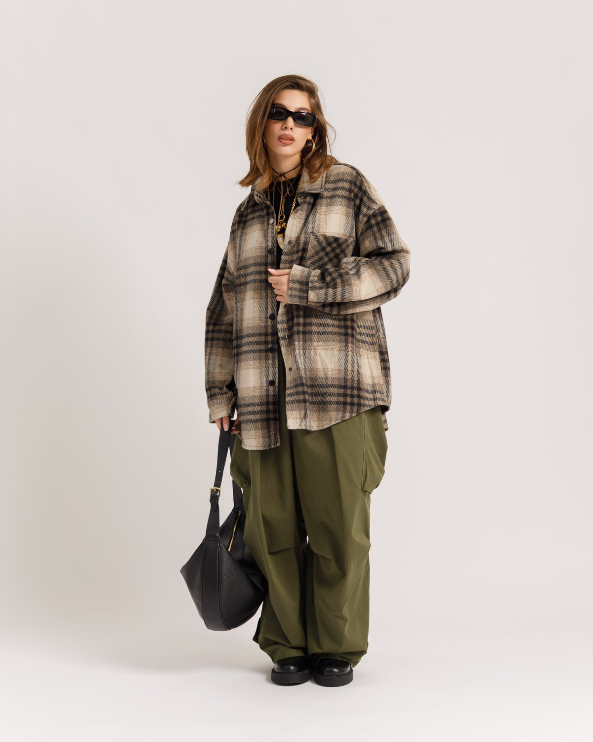 Camicia oversize in lana BEIGE - 5436