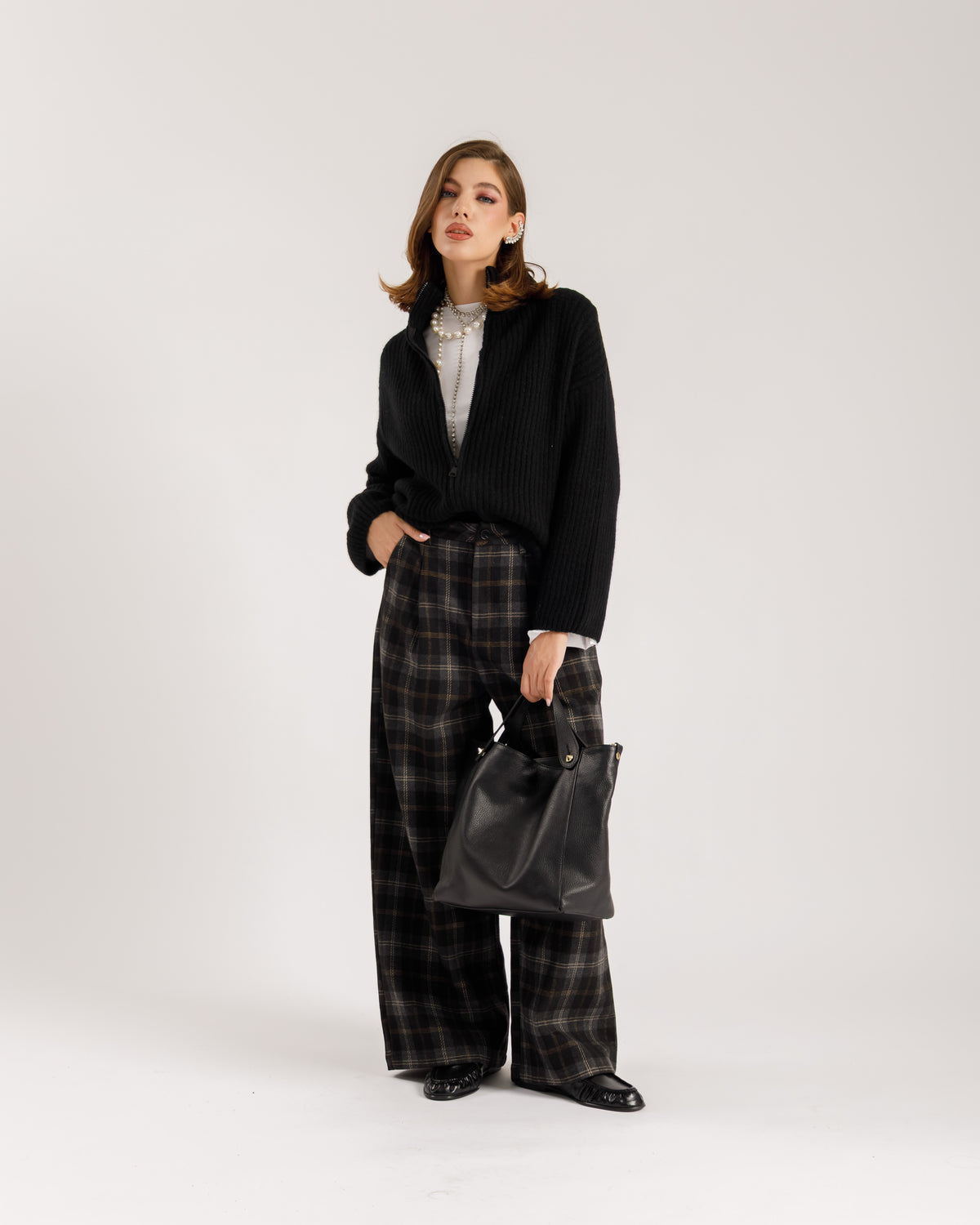 Pantaloni ampi a quadri - 9103