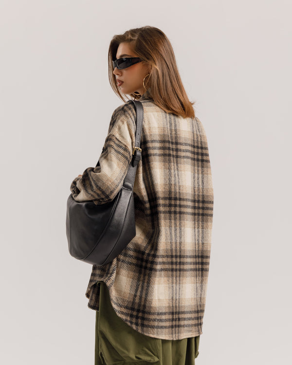 Camicia oversize in lana BEIGE - 5436