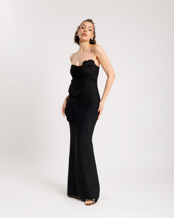 Abito bandage con fiori a rilievo - 615669