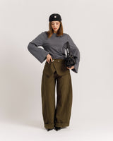 Jeans palazzo con bustino VERDE - P16721