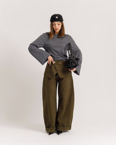 Jeans palazzo con bustino VERDE - P16721