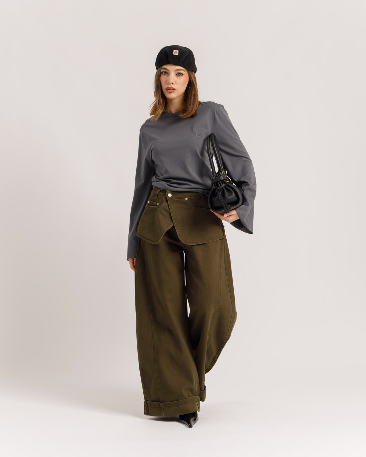 Jeans palazzo con bustino VERDE - P16721