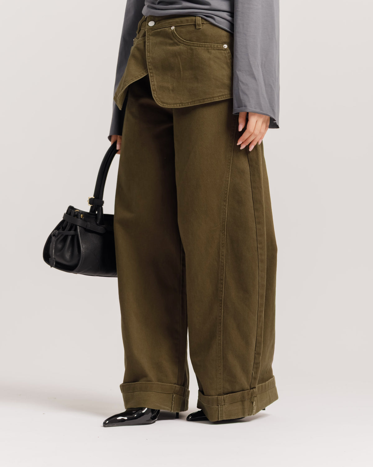 Jeans palazzo con bustino VERDE - P16721