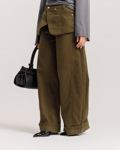 Jeans palazzo con bustino VERDE - P16721