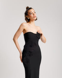 Abito bandage con fiori a rilievo - 615669