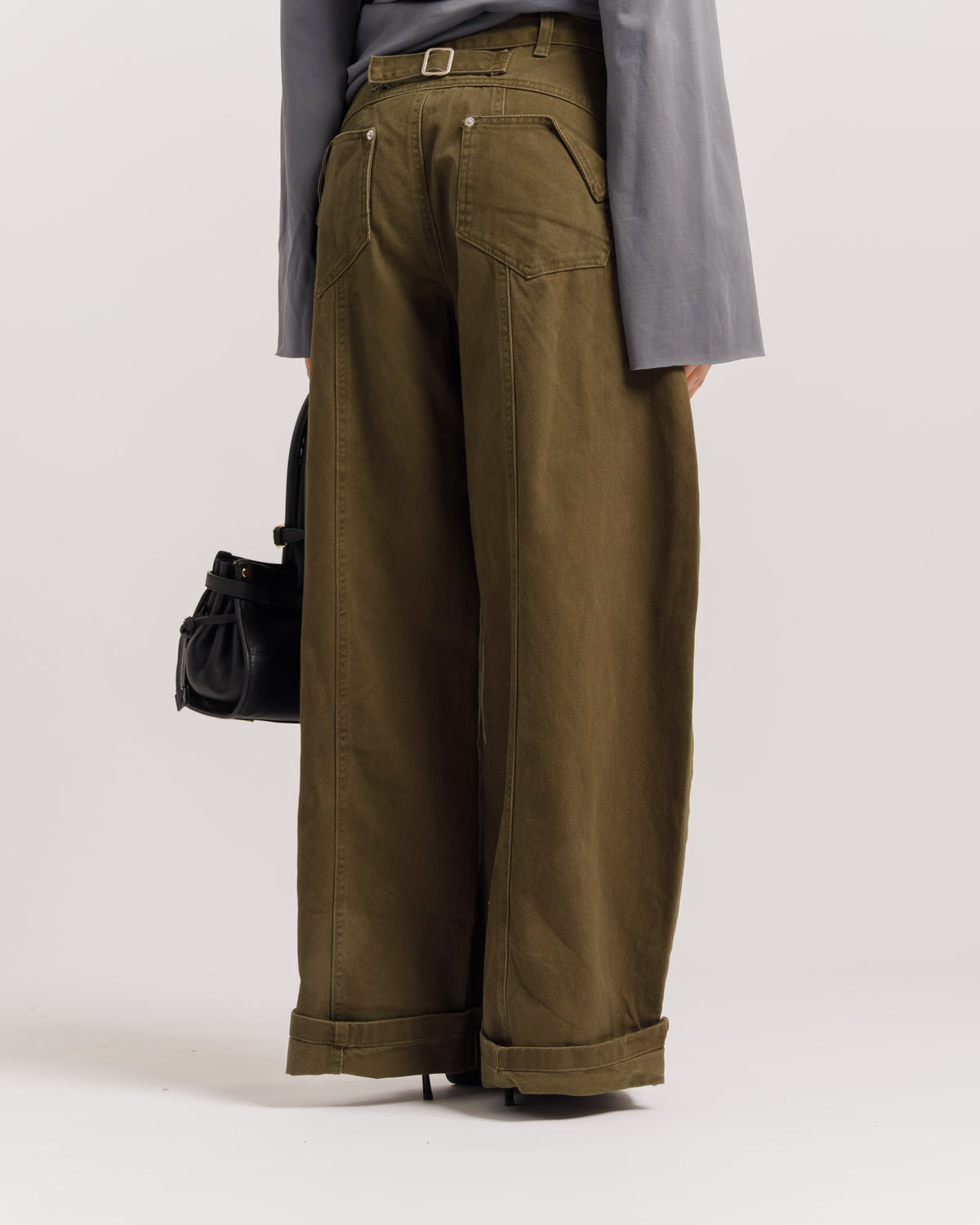 Jeans palazzo con bustino VERDE - P16721