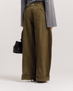 Jeans palazzo con bustino VERDE - P16721