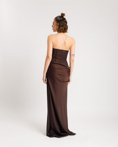 Abito satin fasciato MARRONE - 517152