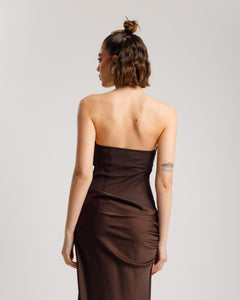 Abito satin fasciato MARRONE - 517152
