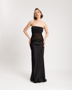 Abito satin fasciato NERO - 517152