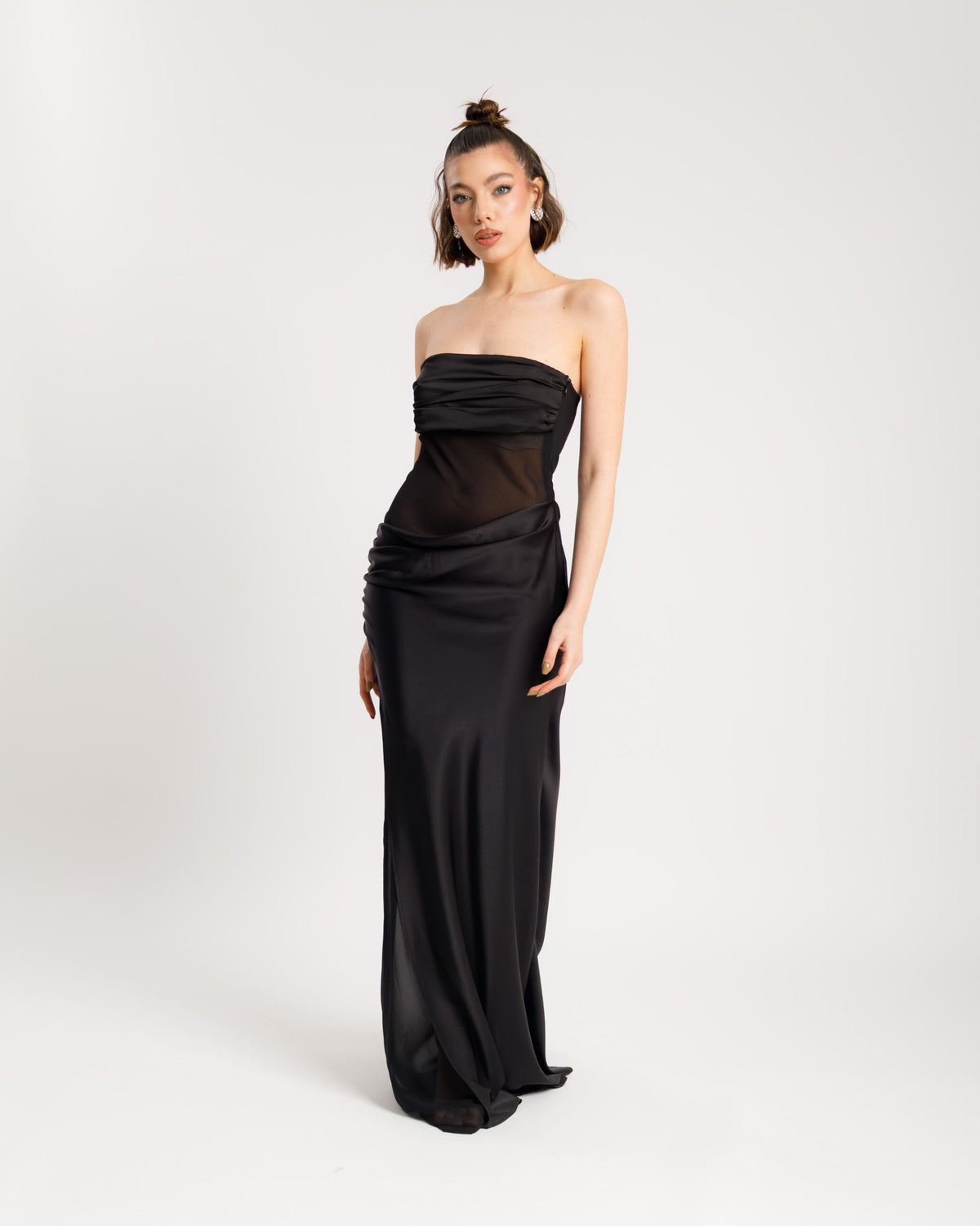Abito satin fasciato NERO - 517152