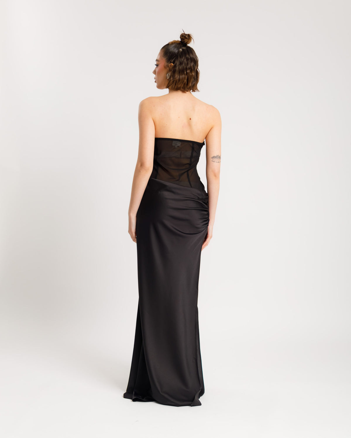 Abito satin fasciato NERO - 517152