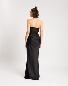 Abito satin fasciato NERO - 517152
