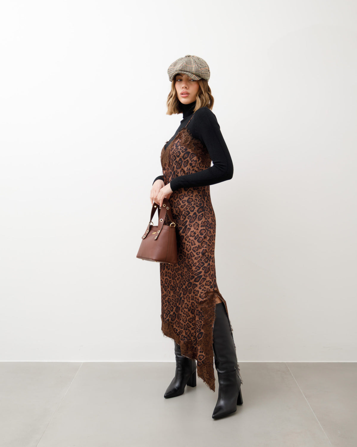 Abito lungo satin animalier - R12119